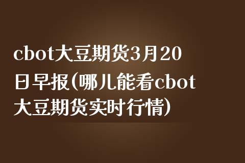 cbot大豆期货3月20日早报(哪儿能看cbot大豆期货实时行情) (https://www.njaxzs.com/) 黄金期货 第1张