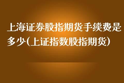 上海证券股指期货手续费是多少(上证指数股指期货) (https://www.njaxzs.com/) 期货行情 第1张