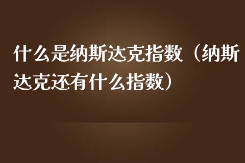 什么是纳斯达克指数（纳斯达克还有什么指数） (https://www.njaxzs.com/) 期货直播间 第1张