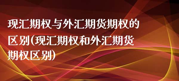 现汇期权与外汇期货期权的区别(现汇期权和外汇期货期权区别) (https://www.njaxzs.com/) 原油期货 第1张
