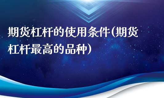 期货杠杆的使用条件(期货杠杆最高的品种) (https://www.njaxzs.com/) 内盘期货 第1张
