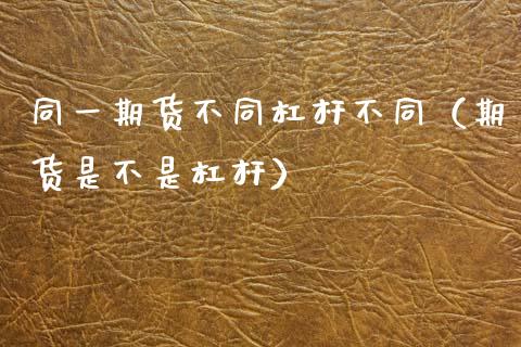 同货不同杠杆不同（期货是不是杠杆） (https://www.njaxzs.com/) 期货直播间 第1张