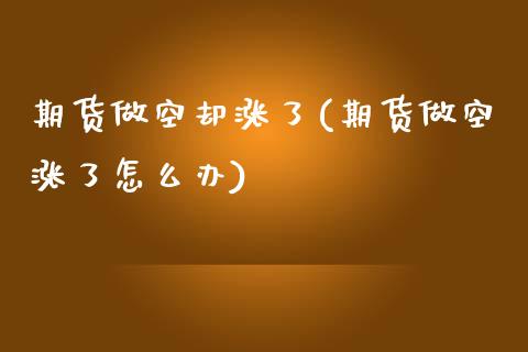 期货做空却涨了(期货做空涨了怎么办) (https://www.njaxzs.com/) 期货直播间 第1张