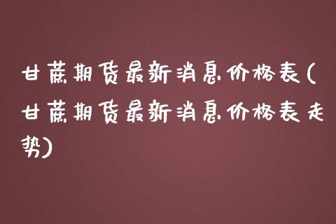 甘蔗期货最新消息价格表(甘蔗期货最新消息价格表走势) (https://www.njaxzs.com/) 期货开户 第1张