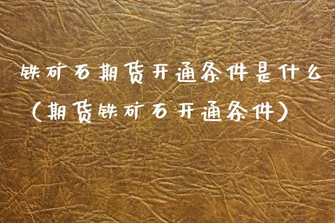 铁矿石期货开通条件是什么（期货铁矿石开通条件） (https://www.njaxzs.com/) 内盘期货 第1张