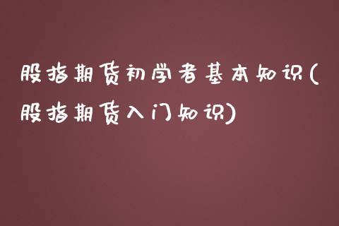 股指期货初学者基本知识(股指期货入门知识) (https://www.njaxzs.com/) 期货直播间 第1张