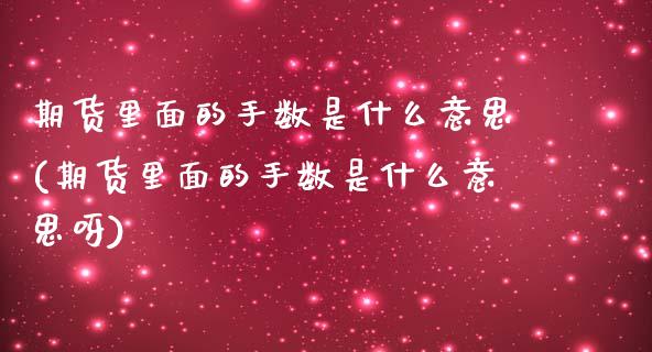 期货里面的手数是什么意思(期货里面的手数是什么意思呀) (https://www.njaxzs.com/) 原油期货 第1张
