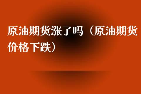原油期货涨了吗（原油期货下跌） (https://www.njaxzs.com/) 期货行情 第1张