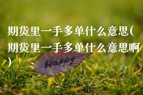期货里一手多单什么意思(期货里一手多单什么意思啊) (https://www.njaxzs.com/) 期货直播间 第1张
