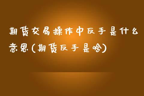 期货交易操作中反手是什么意思(期货反手是啥) (https://www.njaxzs.com/) 原油期货 第1张