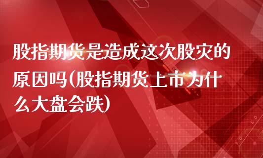 股指期货是造成这次股灾的原因吗(股指期货上市为什么大盘会跌) (https://www.njaxzs.com/) 原油期货 第1张