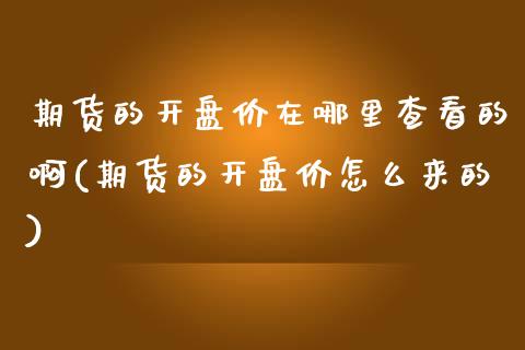 期货的开盘价在哪里查看的啊(期货的开盘价怎么来的) (https://www.njaxzs.com/) 黄金期货 第1张