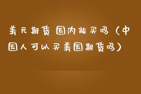 美元期货 国内能买吗（中国人可以买美国期货吗） (https://www.njaxzs.com/) 内盘期货 第1张