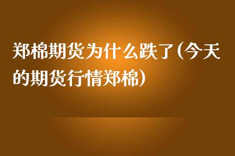 郑棉期货为什么跌了(今天的期货行情郑棉) (https://www.njaxzs.com/) 内盘期货 第1张