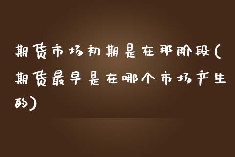期货市场初期是在那阶段(期货最早是在哪个市场产生的) (https://www.njaxzs.com/) 期货投资 第1张