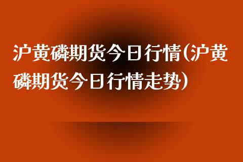 沪黄磷期货今日行情(沪黄磷期货今日行情走势) (https://www.njaxzs.com/) 期货开户 第1张