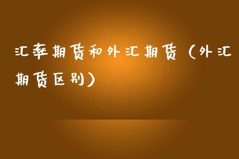 汇率期货和外汇期货（外汇期货区别） (https://www.njaxzs.com/) 期货行情 第1张