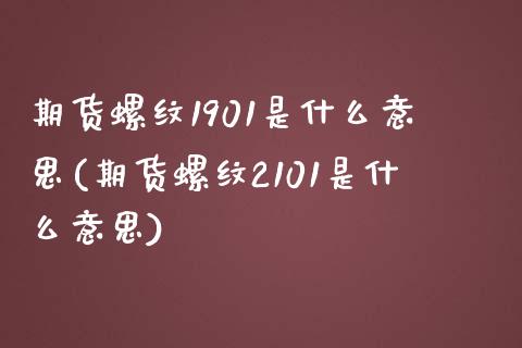 期货螺纹1901是什么意思(期货螺纹2101是什么意思) (https://www.njaxzs.com/) 期货投资 第1张