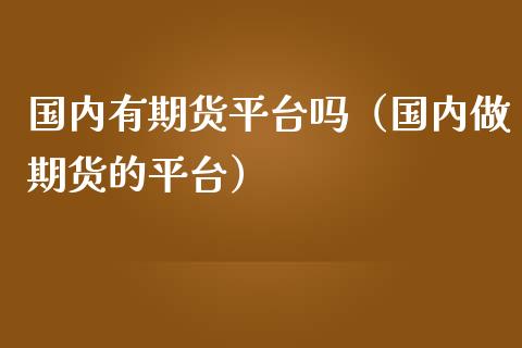 国内有期货平台吗（国内做期货的平台） (https://www.njaxzs.com/) 内盘期货 第1张