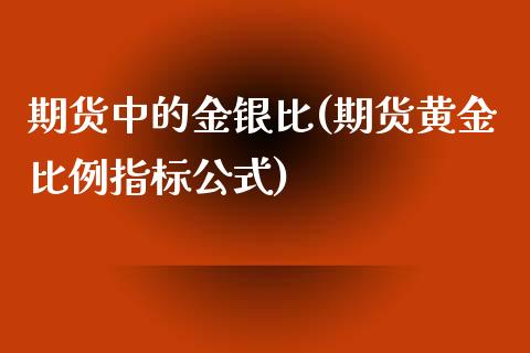 期货中的金银比(期货黄金比例指标公式) (https://www.njaxzs.com/) 内盘期货 第1张