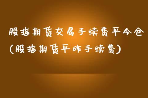 股指期货交易手续费平今仓(股指期货平昨手续费) (https://www.njaxzs.com/) 内盘期货 第1张