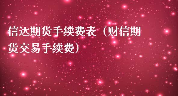 信达期货手续费表（财信期货交易手续费） (https://www.njaxzs.com/) 期货行情 第1张