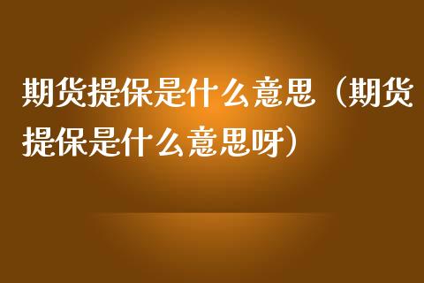 期货提保是什么意思（期货提保是什么意思呀） (https://www.njaxzs.com/) 期货开户 第1张