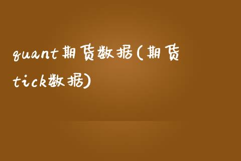 quant期货数据(期货tick数据) (https://www.njaxzs.com/) 期货投资 第1张