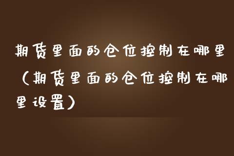 期货里面的仓位控制在哪里（期货里面的仓位控制在哪里设置） (https://www.njaxzs.com/) 期货直播间 第1张