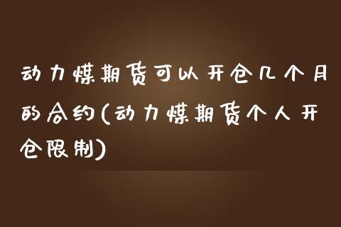 动力煤期货可以开仓几个月的合约(动力煤期货个人开仓限制) (https://www.njaxzs.com/) 期货开户 第1张
