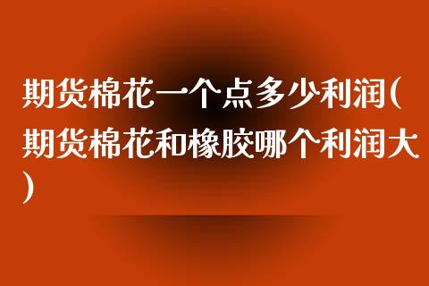 期货棉花一个点多少利润(期货棉花和橡胶哪个利润大) (https://www.njaxzs.com/) 期货投资 第1张