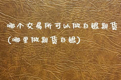 哪个交易所可以做白银期货(哪里做期货白银) (https://www.njaxzs.com/) 原油期货 第1张