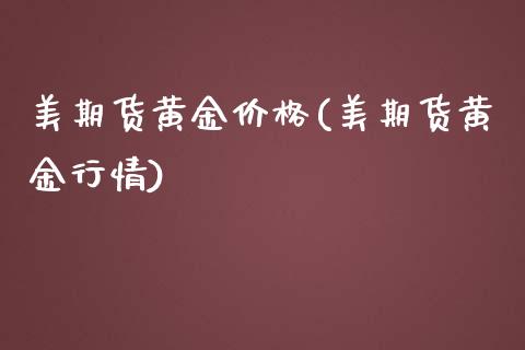 美期货黄金价格(美期货黄金行情) (https://www.njaxzs.com/) 期货行情 第1张