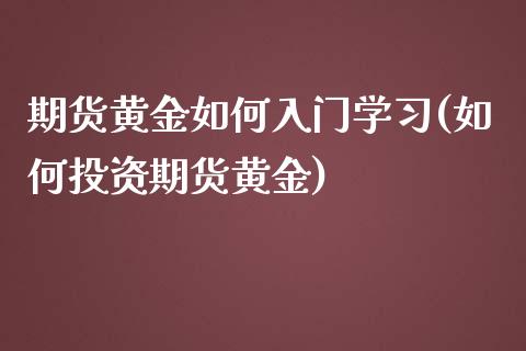 期货黄金如何入门学(如何投资期货黄金) (https://www.njaxzs.com/) 期货直播间 第1张