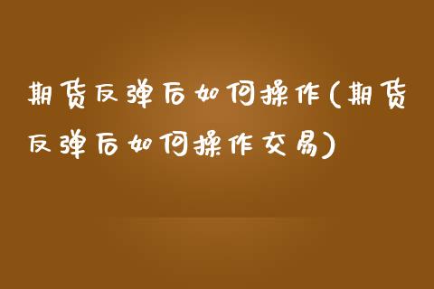 期货反弹后如何操作(期货反弹后如何操作交易) (https://www.njaxzs.com/) 期货直播间 第1张