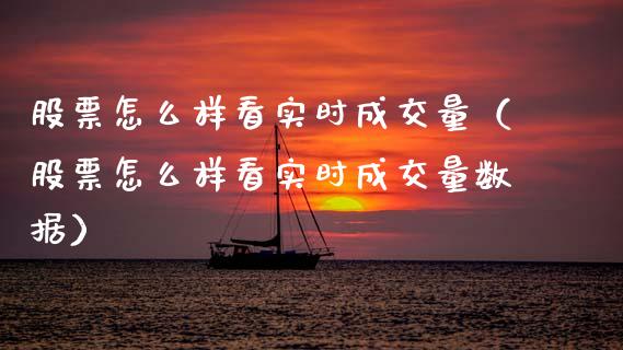 股票怎么样看实时成交量（股票怎么样看实时成交量数据） (https://www.njaxzs.com/) 内盘期货 第1张
