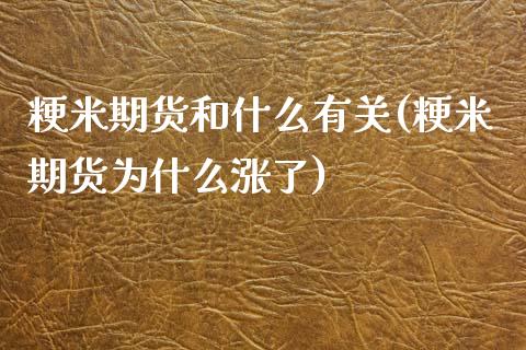 粳米期货和什么有关(粳米期货为什么涨了) (https://www.njaxzs.com/) 期货投资 第1张