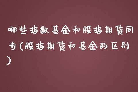 哪些指数基金和股指期货同步(股指期货和基金的区别) (https://www.njaxzs.com/) 期货投资 第1张