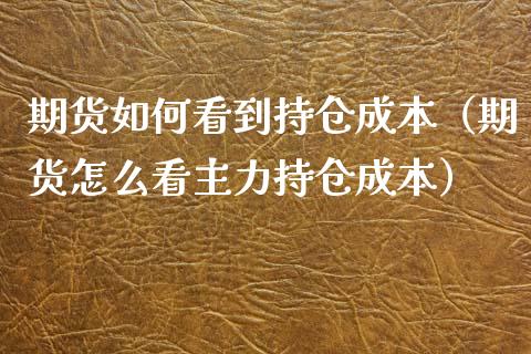 期货如何看到持仓成本（期货怎么看主力持仓成本） (https://www.njaxzs.com/) 期货直播间 第1张