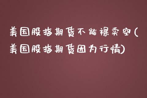 美国股指期货不能裸卖空(美国股指期货因为行情) (https://www.njaxzs.com/) 内盘期货 第1张
