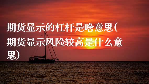 期货显示的杠杆是啥意思(期货显示风险较高是什么意思) (https://www.njaxzs.com/) 期货开户 第1张