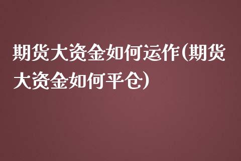 期货大资金如何运作(期货大资金如何平仓) (https://www.njaxzs.com/) 原油期货 第1张