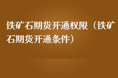 铁矿石期货开通权限（铁矿石期货开通条件） (https://www.njaxzs.com/) 内盘期货 第1张