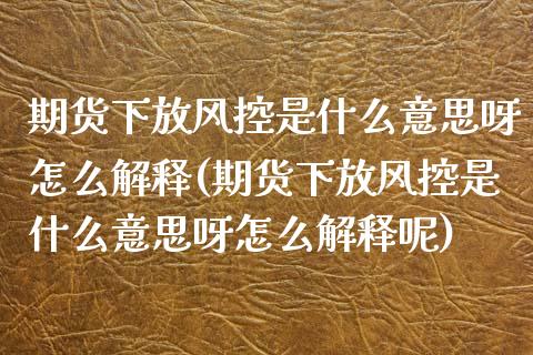 期货下放风控是什么意思呀怎么解释(期货下放风控是什么意思呀怎么解释呢) (https://www.njaxzs.com/) 内盘期货 第1张