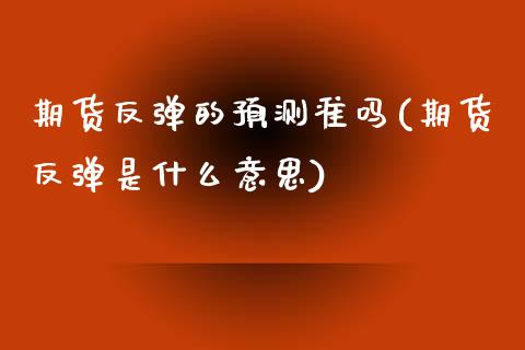 期货反弹的预测准吗(期货反弹是什么意思) (https://www.njaxzs.com/) 原油期货 第1张