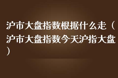 沪市大盘指数根据什么走（沪市大盘指数今天沪指大盘） (https://www.njaxzs.com/) 内盘期货 第1张