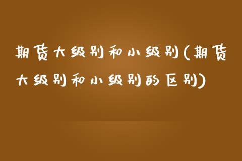 期货大级别和小级别(期货大级别和小级别的区别) (https://www.njaxzs.com/) 期货直播间 第1张