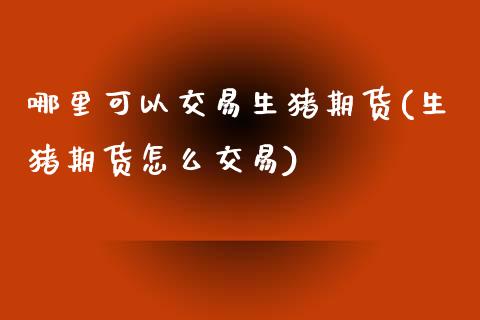 哪里可以交易生猪期货(生猪期货怎么交易) (https://www.njaxzs.com/) 期货行情 第1张