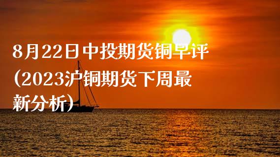 8月22日中投期货铜早评(2023沪铜期货下周最新分析) (https://www.njaxzs.com/) 内盘期货 第1张