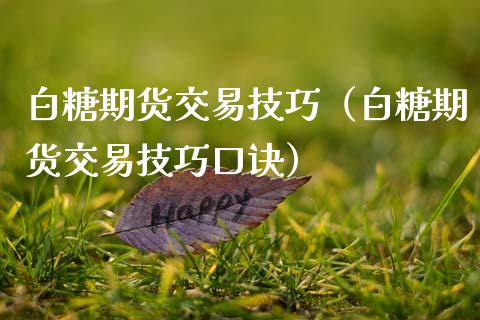 白糖期货交易技巧（白糖期货交易技巧口诀） (https://www.njaxzs.com/) 内盘期货 第1张